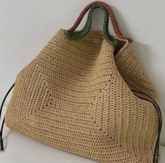 Crochet Bag Pattern Chart: Detailed Flat Diagram for Beige and Black Handmade Tote Bags