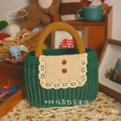 Crochet Bag Pattern with Lace Flap and Wooden Buttons