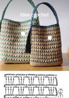 Crochet Bag Patterns: Striped Tote and Floral Granny Square Design with Free Charts