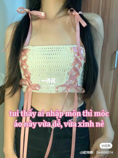 Crochet Ballet Style Tube Top with Pink Ribbon Lacing