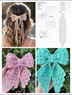 Crochet Bow Hair Clip Pattern Chart Tutorial