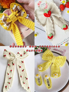 Crochet Bow Tutorials and Patterns: Floral, Strawberry, and Lace Designs