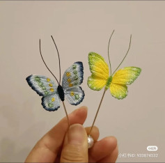 Crochet Butterfly Tutorial: Chart and Instructions for Blue, Green, and Yellow Wings
