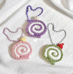 Crochet Cake Roll Pattern with Cherry Keychain Tutorial