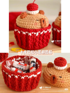 Crochet Capybara Cupcake Storage Box Pattern