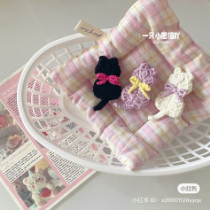 Crochet Cat Back View Chart: Cute Pastel Mini Cats with Bow Ties