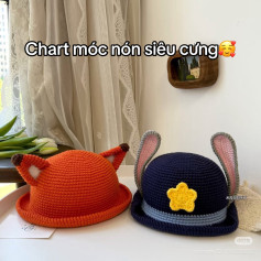 Crochet Chart: Cute Fox and Bunny Ears Hats