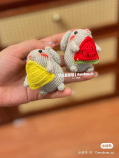 Crochet Chart: Cute Mouse with Corn and Watermelon Amigurumi Pattern