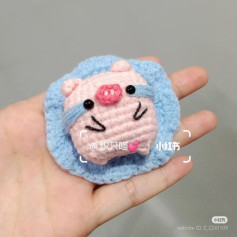 Crochet Chart for Crying Pink Pig with Blue Tear Streak