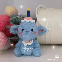 Crochet Chart for Cute Blue Elephant with Birthday Hat
