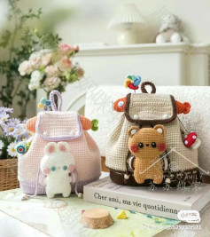 Crochet Chart for Cute Bunny and Bear Backpacks with Carrot and Mushroom Details