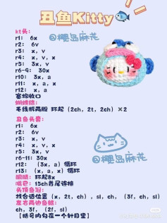 Crochet Chart for Donut with Dango Toppings