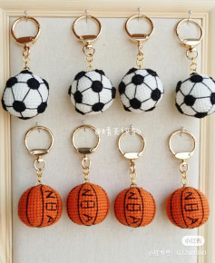 Crochet Chart for Mini Basketball and Soccer Ball Keychains with Detailed Stitch Instructions