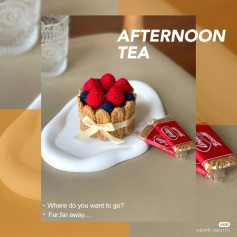 Crochet Chart for Mini Berry Cake with Strawberries and Blueberries