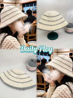 Crochet Chart for Striped Bucket Hat with White and Grey Fur Yarn