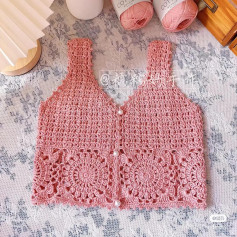 Crochet Chart Tutorial: Pink Baby Vest with Flower Motif and Brown Bear-Themed Dress