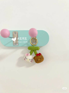 Crochet Cherry Kitty Amigurumi Keychain Pattern Chart