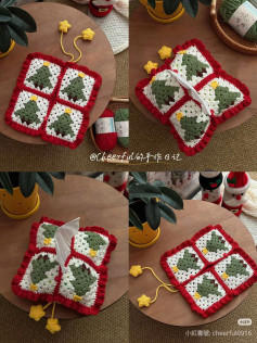 Crochet Christmas Tree Granny Square Tissue Box Cover Pattern