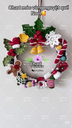 Crochet Christmas Wreath Pattern with Santa, Reindeer and Candy Cane