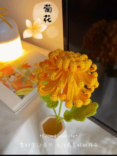 Crochet Chrysanthemum Flower Pattern Chart with Detailed Instructions