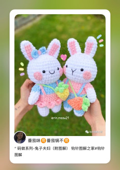 Crochet Chubby Rabbit Couple Pattern with Carrot Bag