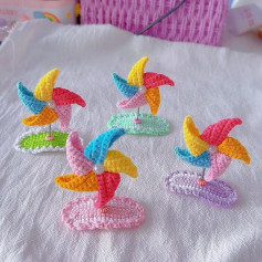 Crochet Colorful Pinwheel Hair Clip Chart Pattern