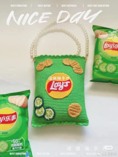 Crochet Cucumber Flavored Potato Chips Phone Bag Pattern Tutorial