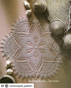 Crochet Doily Pattern: Intricate Lace Design with Fan Motifs and Scalloped Edges