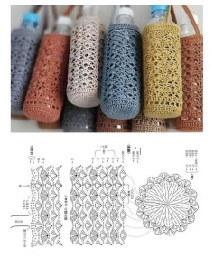 Crochet Fan Stitch Water Bottle Holder Pattern Chart