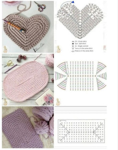 Crochet Flat Charts: Heart, Oval, and Rectangle Patterns with Symbols