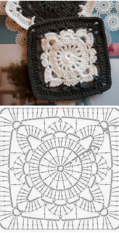 Crochet Flat Charts: Square Motifs and Granny Patterns with Step-by-Step Diagrams