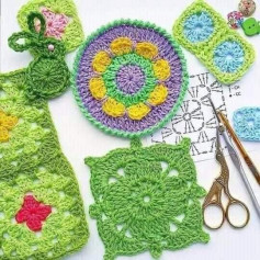 Crochet Flower and Leaves Pattern with Chart Instructions