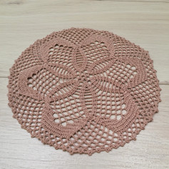 Crochet Flower Doily Pattern - Delphinium Scheme in Dark Beige Iris Thread