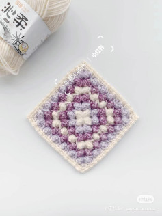 Crochet Flower Square Chart Pattern with Purple, Lavender and White Color Scheme
