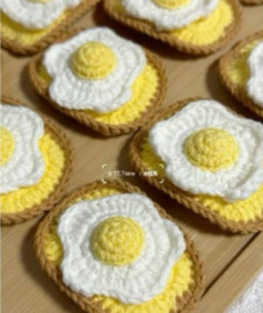 Crochet Food Patterns: Egg Toast, Donut with Dango, and Strawberry Cookies Charts