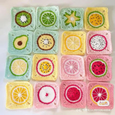 Crochet Fruit Granny Squares Pattern and Bag Tutorial