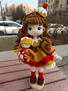 Crochet Gingerbread Girl Doll Pattern with Mini Doll Set