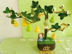 Crochet Gourd Tree Tutorial with Leaves and Flowers Pattern