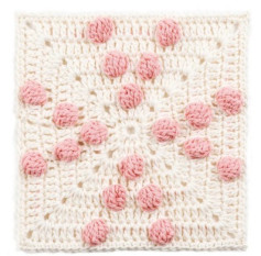 Crochet Granny Square with Pink Bobble Stitch Chart