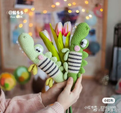 Crochet Green Crocodile Amigurumi Pattern with Striped Belly