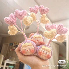 Crochet Heart Balloon Rabbit Dango Doll Pattern Chart