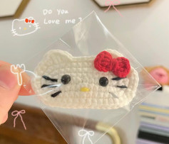 Crochet Hello Kitty Hair Clip Flat Chart Pattern