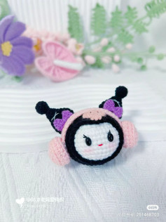 Crochet Kuromi and My Melody Headphone Doll Pattern