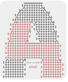 Crochet Letter A Pattern Chart and Finished Examples in Pink and Red Yarn