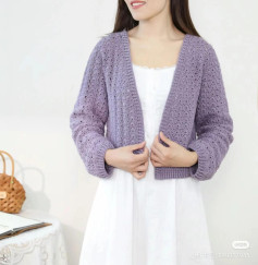 Crochet Long Sleeve Cardigan Pattern Chart - Purple Shell Stitch Design