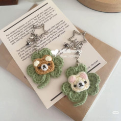 Crochet Lucky Clover Keychain with Rilakkuma and Miffy Pattern Chart