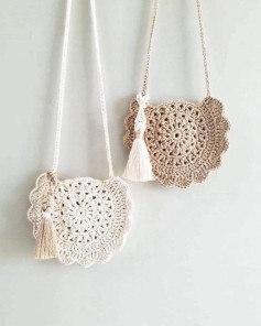 Crochet Mandala Mini Bag Pattern: Flat Chart for Boho Style Shoulder Bag with Tassel