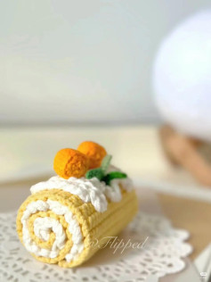 Crochet Mango Cream Roll Cake Tutorial Pattern