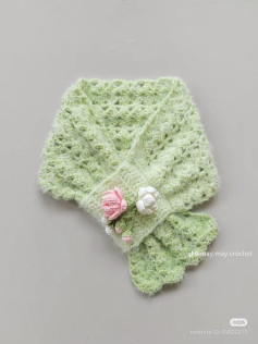 Crochet Matcha Jasmine Flower Small Scarf Tutorial Pattern