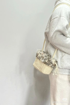 Crochet Mini Bucket Bag Pattern with Fuzzy Trim and Drawstring